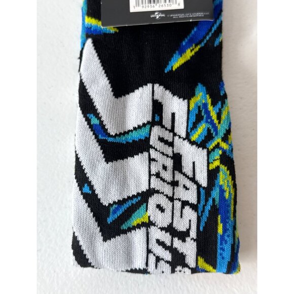 Racing Car Theme Socks Mens 6–13 Black Blue White Speed Stripe Crew NWT - Picture 5 of 5